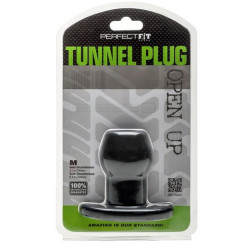 Perfect Fit Ass Tunnel Plug Silicone Noir Medium 7 x 5.2 cm